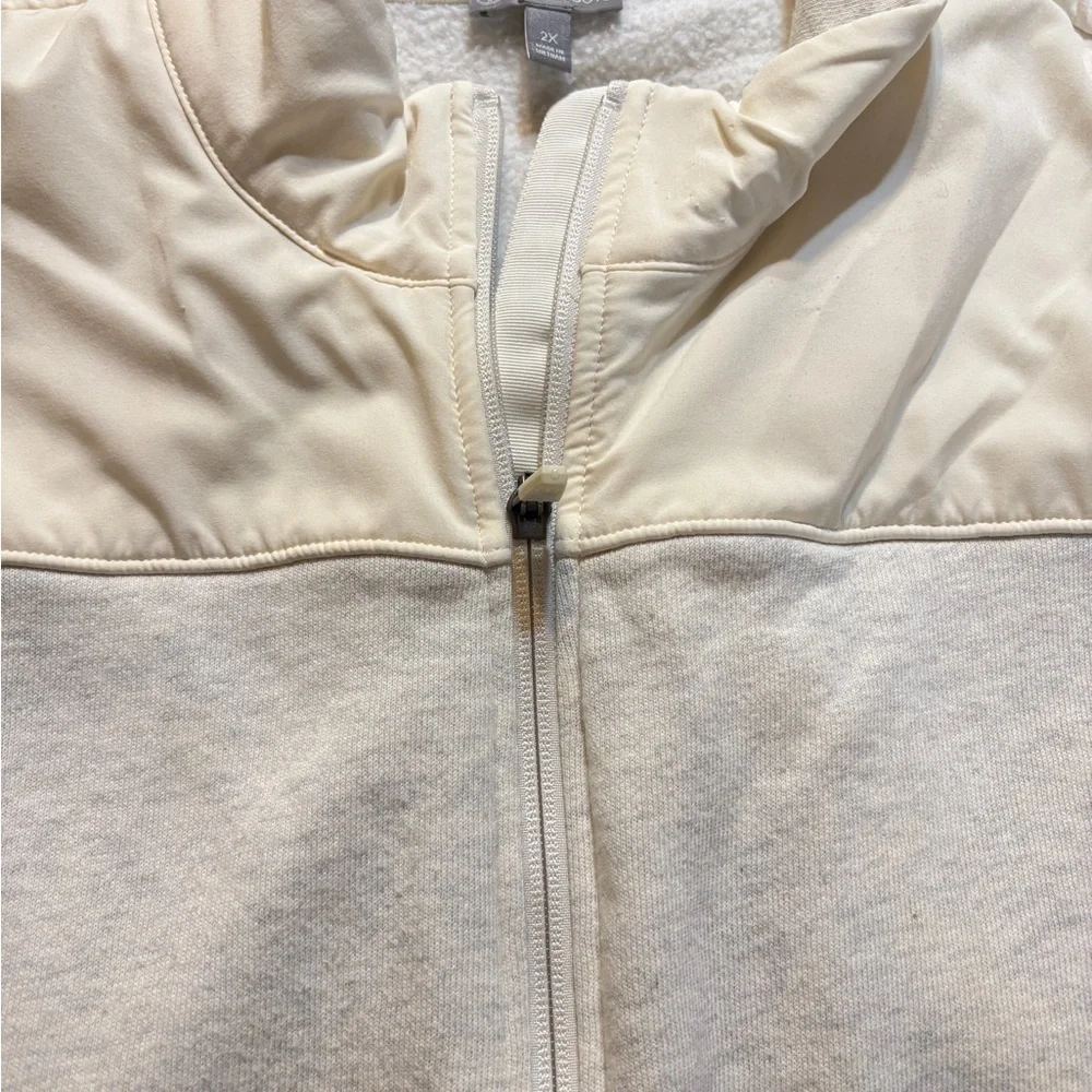T by Talbots Cream Zip up Cotton Blend‎ Vest 2X Warm Layering Piece Barn Chic